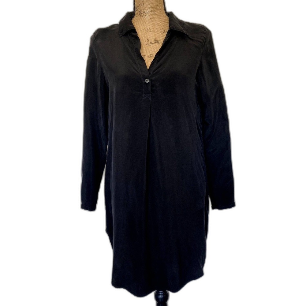Hard Tail Forever Black Cupra Long Sleeve Tunic Shirt Dress Quiet Luxury Size XS